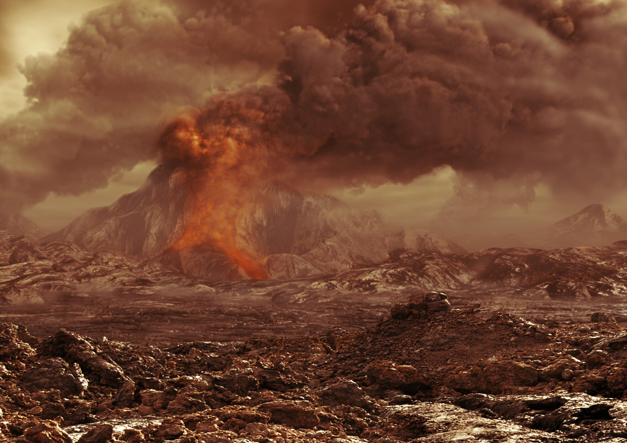 Artist's impression of a volcano erupting on Venus. Whether Venus really is active today is a hot topic in planetary science. Source: ESA