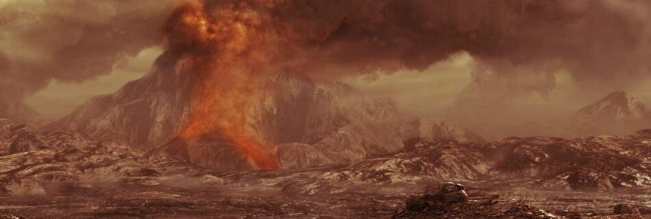 Artist's impression of a volcano erupting on Venus. Whether Venus really is active today is a hot topic in planetary science. Source: ESA